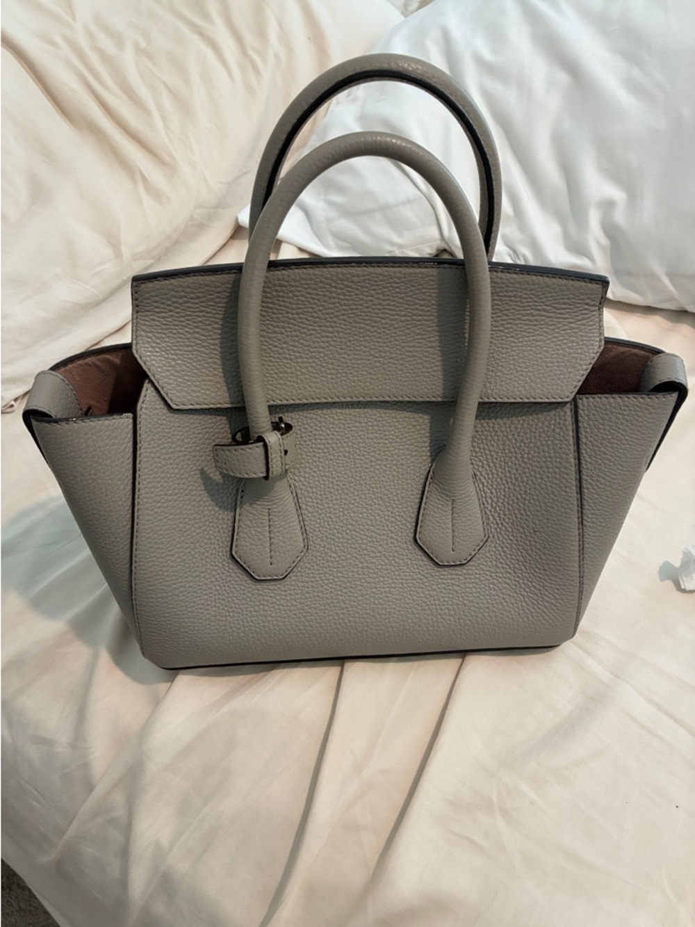 Bally Sommet Light Grey Leather Tote Bag Hardware Handbag